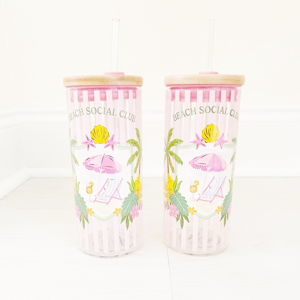 Palm Beach Pink Icon Juice Glass Tumbler (Set of Two) | Preppy